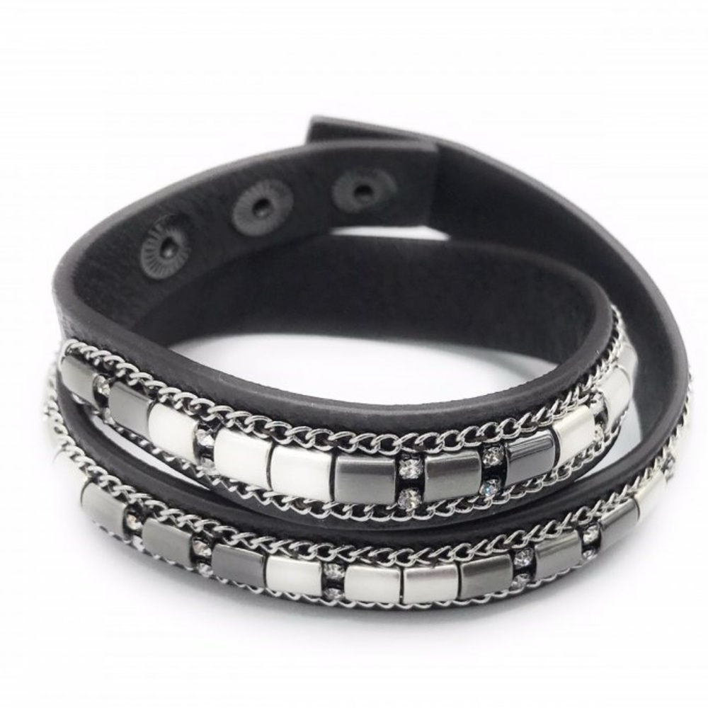 Stella & Dot Silver Gray Double-Wrap Bracelet